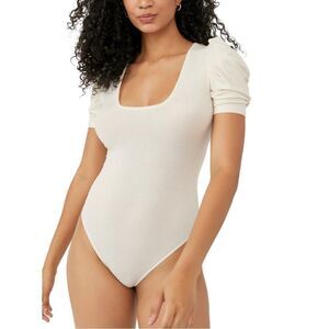 FREE PEOPLE So Fresh Modal Blend Bodysuit Top, Ivory, Medium,‎ (8/10) NWT